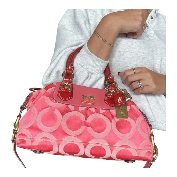 Coach Vintage y2k Madison Signature 2Way Satchel Bag Pink Boston  